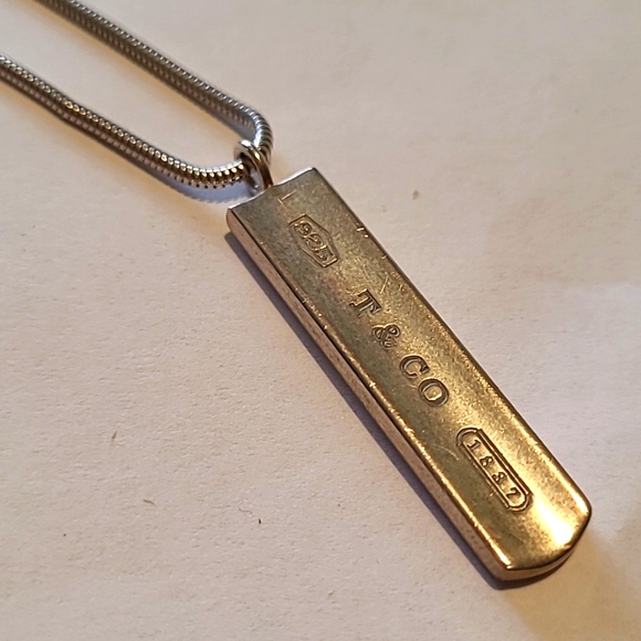 Tiffany & Co. Jewelry - Tiffany & Co. 1887 Bar necklace Authentic sterling silver Tiffany snake chain EC